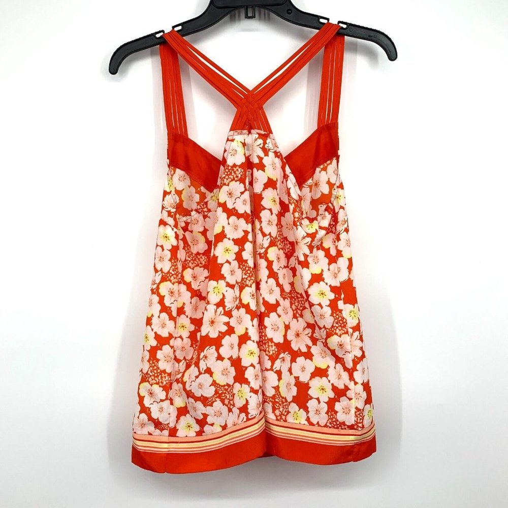 LC Lauren Conrad Top Red Floral Print Sleeveless Racerback Strappy - Picture 5 of 7